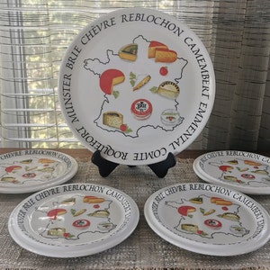 Toscana Französischer Käse Set mit 5 Tellern, hergestellt in Italien Vintage Runde große Servierplatte und 4 einzelne Gerichte 12 "und 8"
