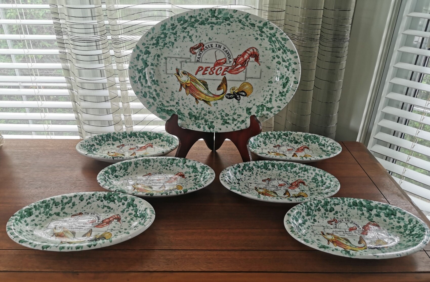 Stovit Seafood Bowls Set of 7, Made in Italy Spongeware