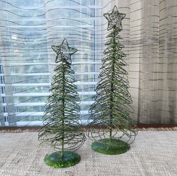 Small Metal Tabletop Christmas Tree with Wire Branches