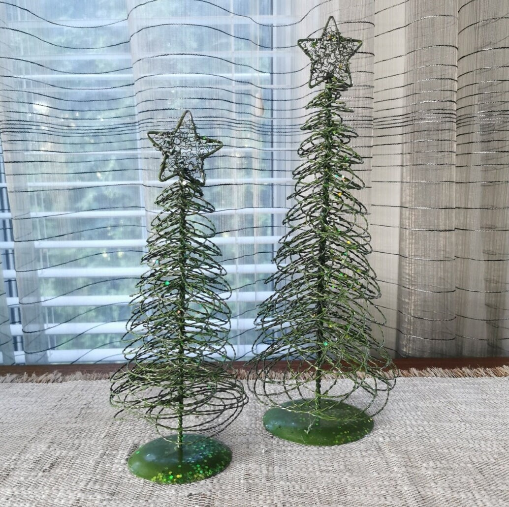 Beaded Christmas Tree, Wire Sculpture, Wire Christmas Tree