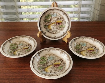 Kensington England Shakespeare's Sonnet Bowls Set of 4 Anne Hathaway's Cottage Vintage Fruit Bowls 5.25"