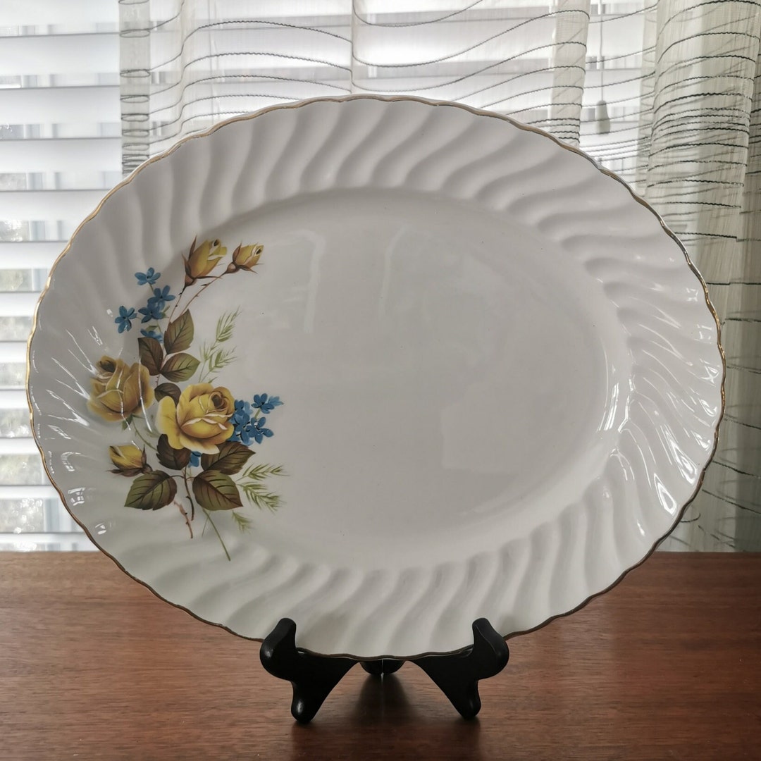 Rose Ridgeway England Ridgway Favorite Rose Platter, Made in England Ironstone Yellow Roses ...
