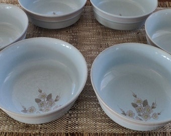 Denby Langley Normandy Bowls Set of 4, Fine English Stoneware Handcrafted Vintage Cereal Bowls 6"