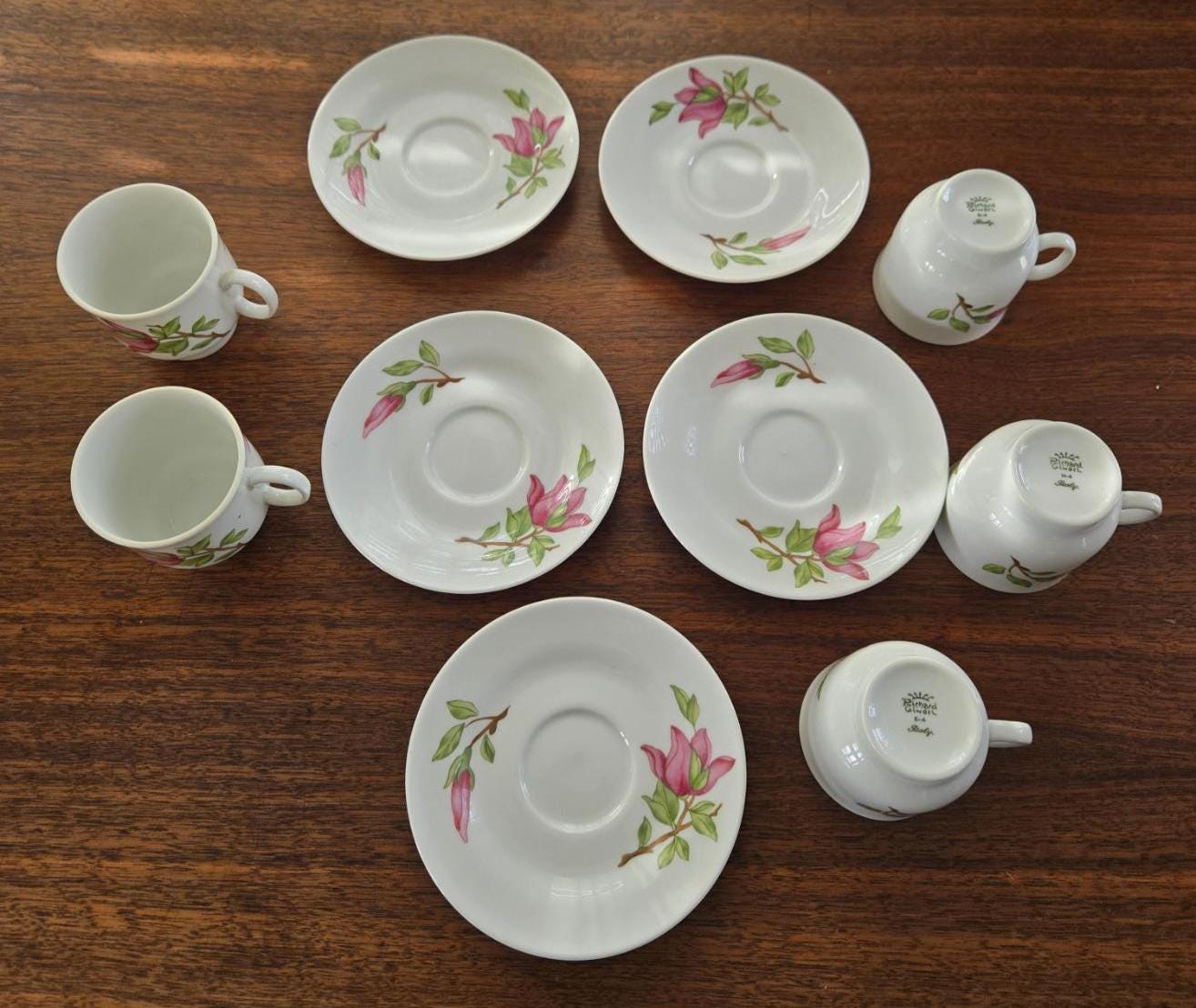 Richard Ginori Pink Tulip Vintage Espresso Cups and Saucers, Set of 5 ...