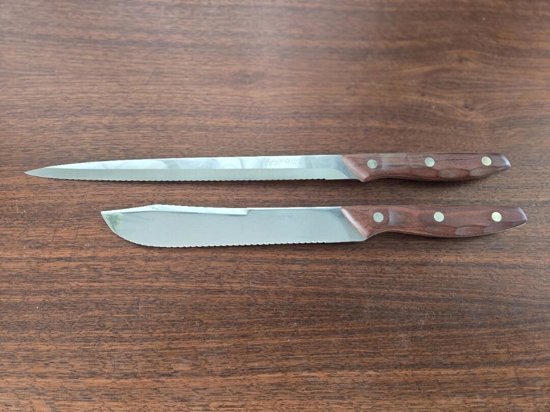 Full Tang Zylco Handcrafted Knives Set of 2, USA Vintage Wooden
