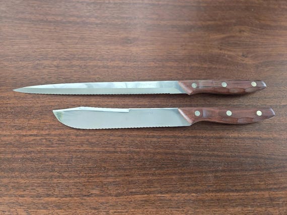 Full Tang Zylco Handcrafted Knives Set of 2, USA Vintage Wooden