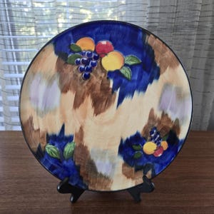 Hollinshead & Kirkham Tunstall Herbst Platter, Vintage große Porzellan Obst Kuchen Platte 30 cm, signiert