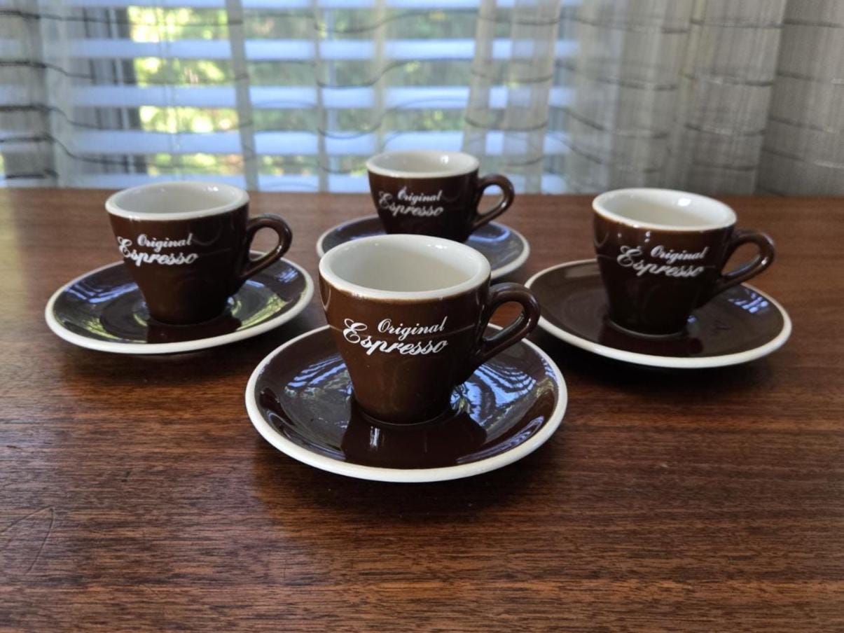 ACF Original Espresso Cups Set of 4, Italian ACF Porcelain Vintage Cups and  Saucers, Signed - Etsy