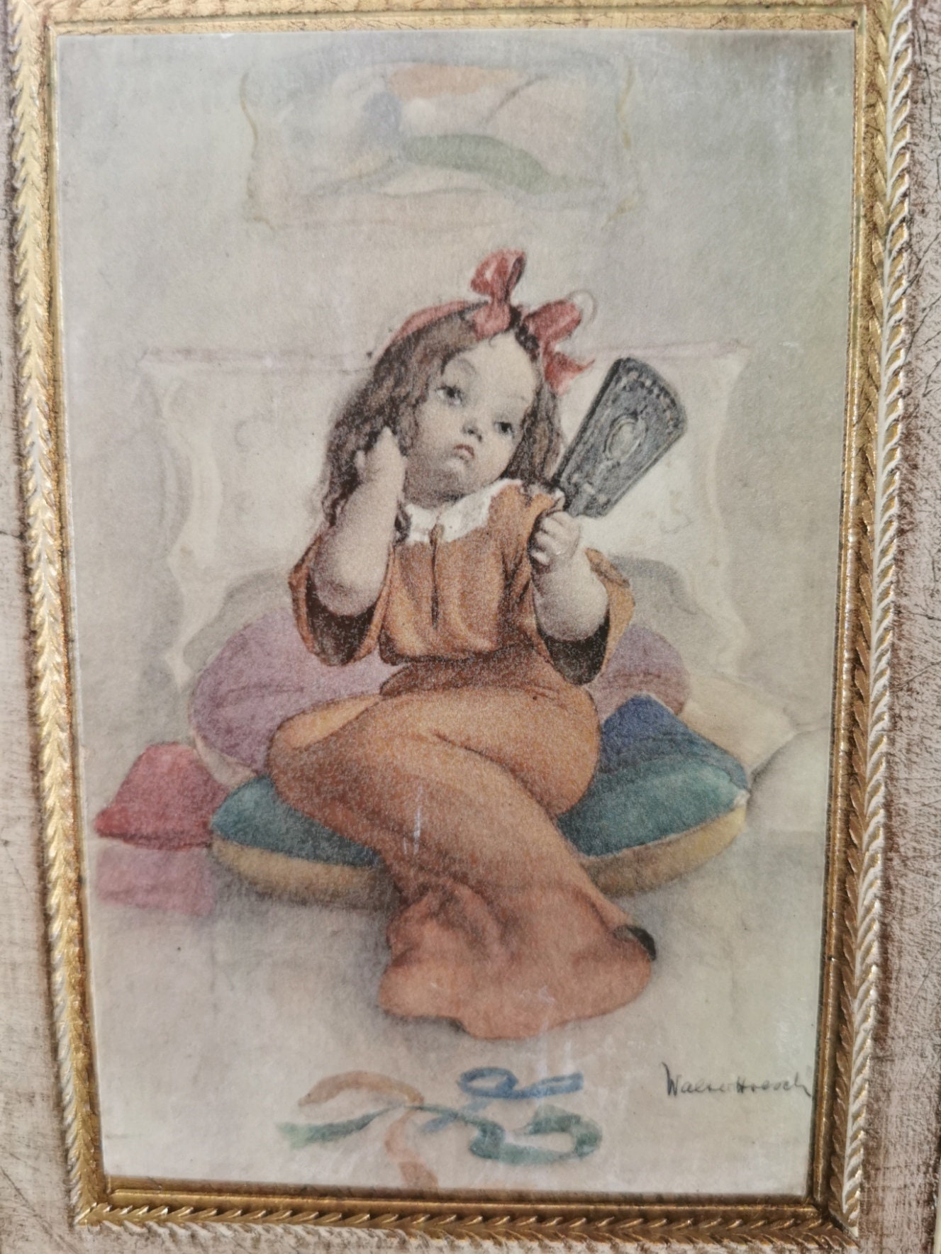 Italian Florentine Print Plaques Set of 2, Gesso Gilt on Wood Vintage ...