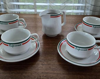 Lot De 6 Tasses à Café Espresso Lubiana Vintage Années 60 - Verre Ambre Jaune - Italie