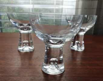 Iittala Tapio Wirkkala Cordial Glasses Set of 3, Vintage Air Bubble in Glass Stem Sherry Goblets 3.75"