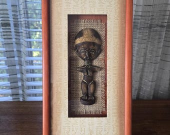African Figure in Wood Framed Shadow Box 3D Tribal Art Wall Decoration ...