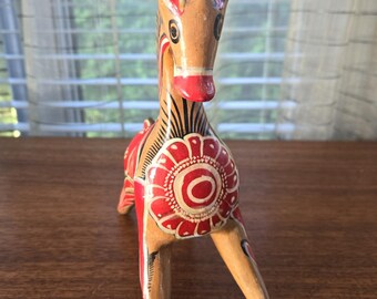 メキシコの陶器製馬の置物貯金箱、カラフルな手描きの花とディテール