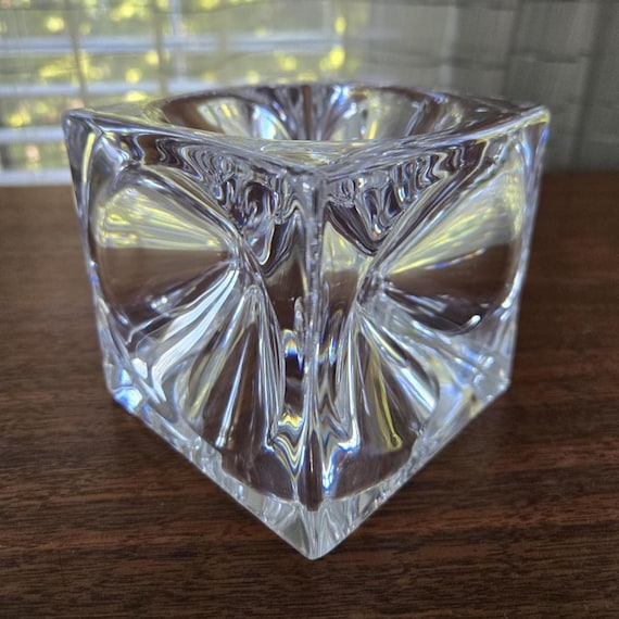 Daum Frances製 
琥珀色の動物彫刻 Daum France Cube Crystal Ashtray Vintage Optical Concave Art Glass