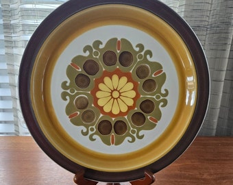 Electra Casual Ceram Echo Platter, Vintage Stoneware Chop Plate Japan 12.25"