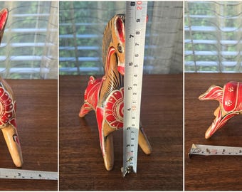 メキシコの陶器製馬の置物貯金箱、カラフルな手描きの花とディテール