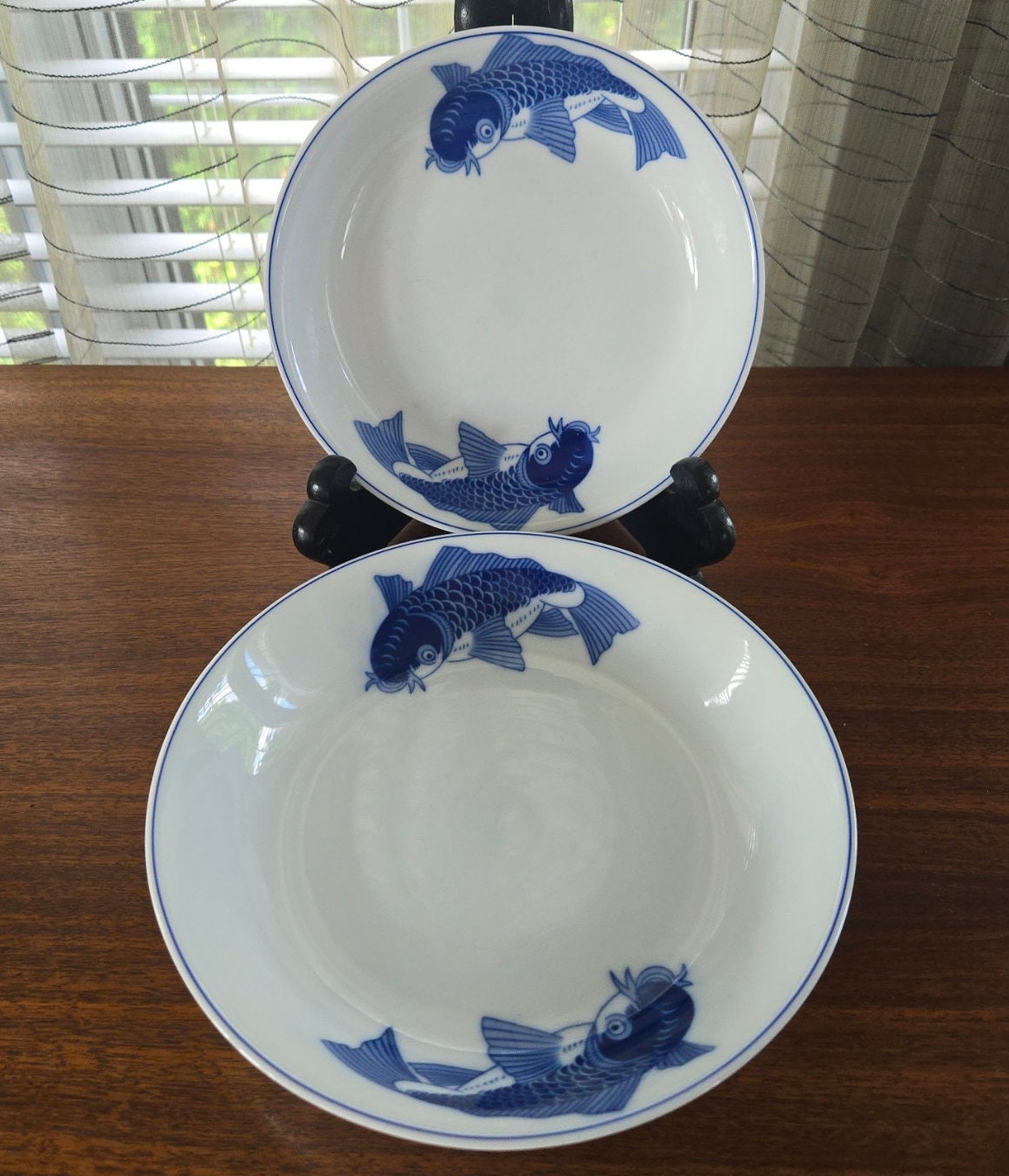 Japanese Ceramic Porcelain Koi Fish Carpet Balls - Set Of 2