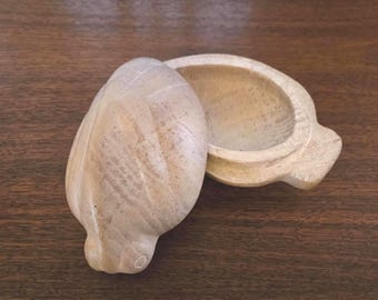 Maghreb Soapstone Cicada Trinket Box, Vintage Hand Carved Beetle Scarab lidded container 6"