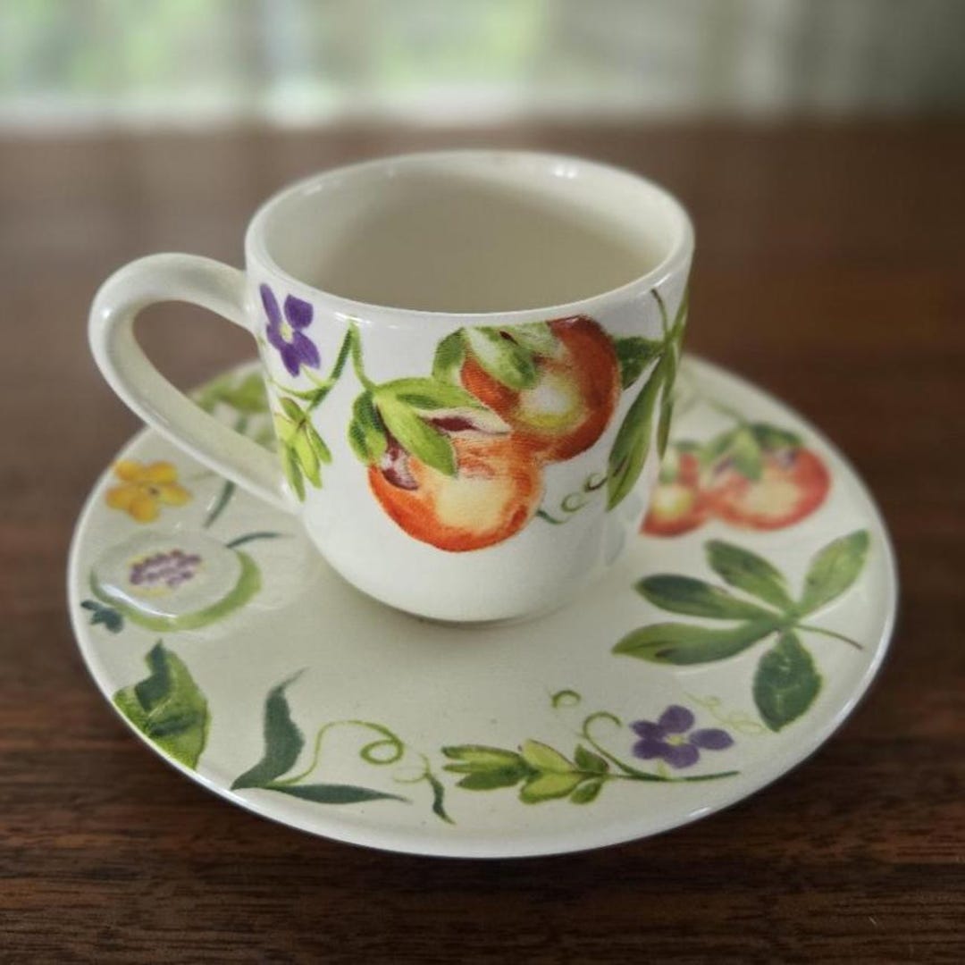Gien France Passiflore Demitasse by Agathe Charlot, Faiencerie De