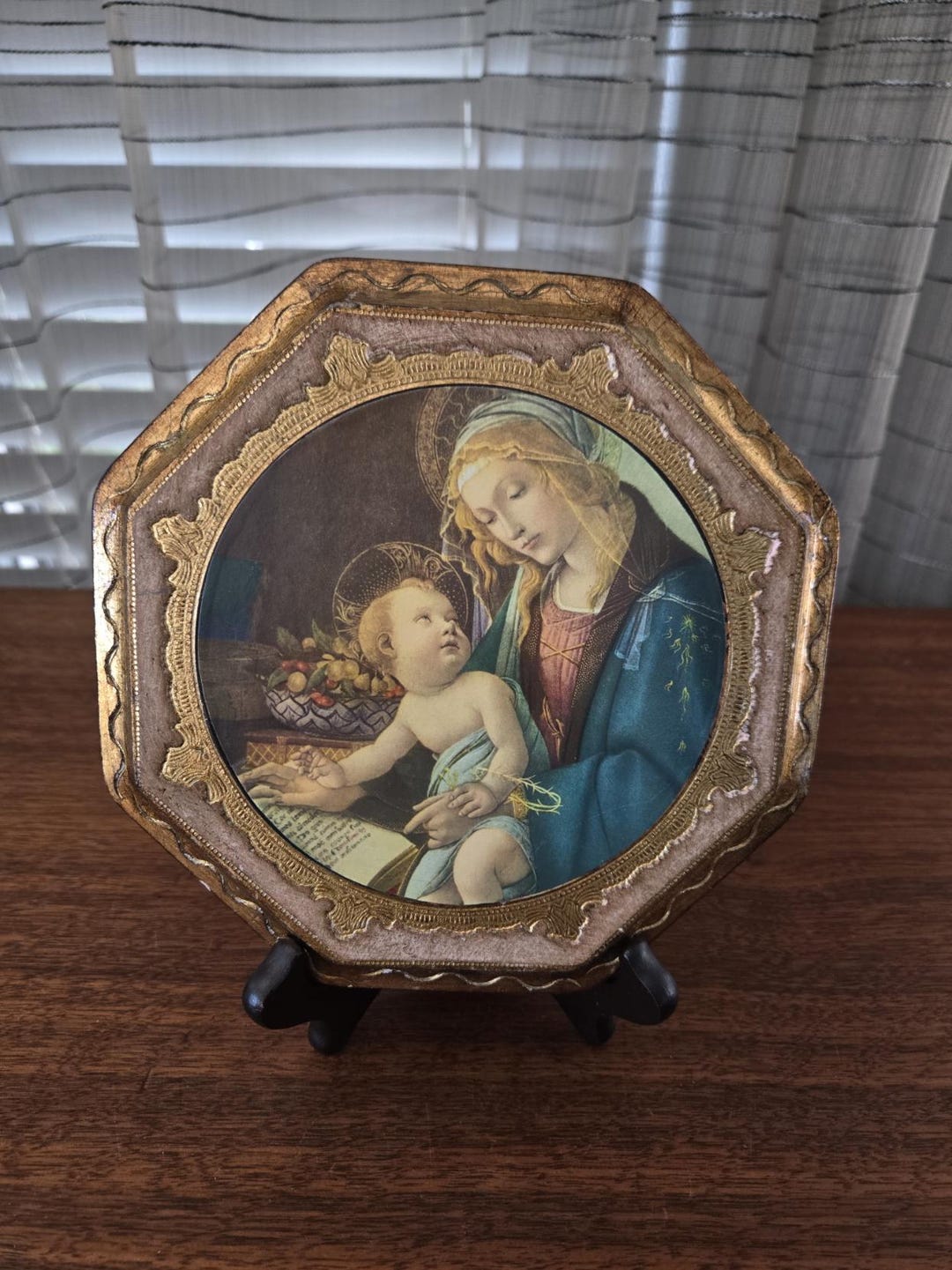 Florentine Botticelli Print Plaque Gesso Gilt on Wood Vintage Made in ...