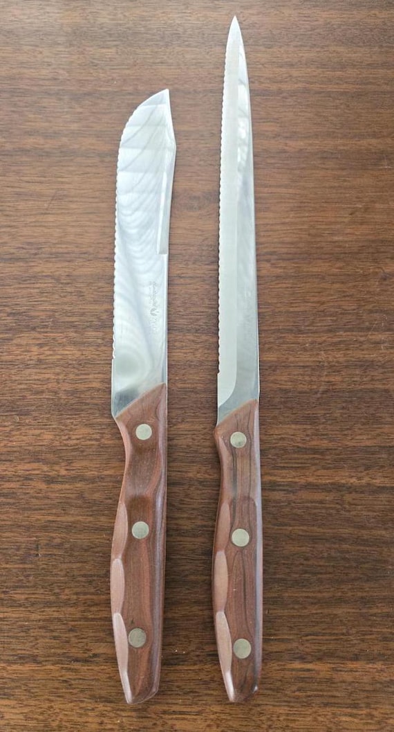 Full Tang Zylco Handcrafted Knives Set of 2, USA Vintage Wooden