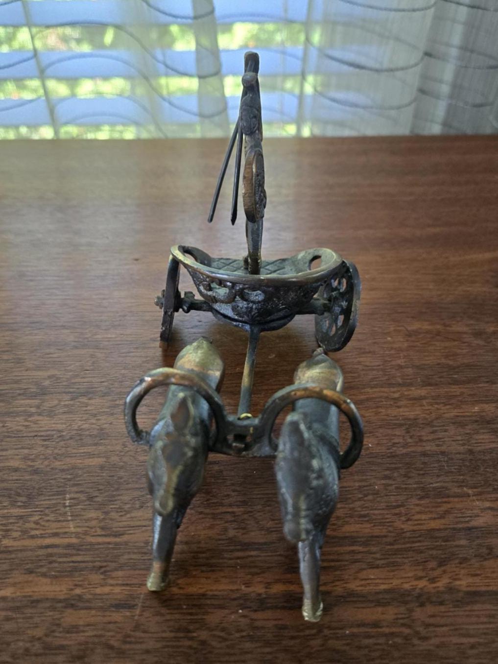 Brass Greco Roman Chariot Gladiator Rider and Horses, Vintage Museum ...