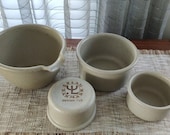 Eslau Tue Poulsen Denmark Set 4, Vintage Danish 3 Crock Pots Souffle Dishes and 1 Mixing Bowl, marked