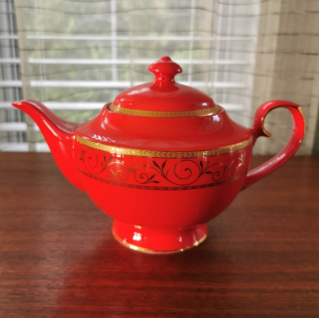 Teavana Ruby Filigree Teapot Vintage Fine Bone China Gilded Etsy