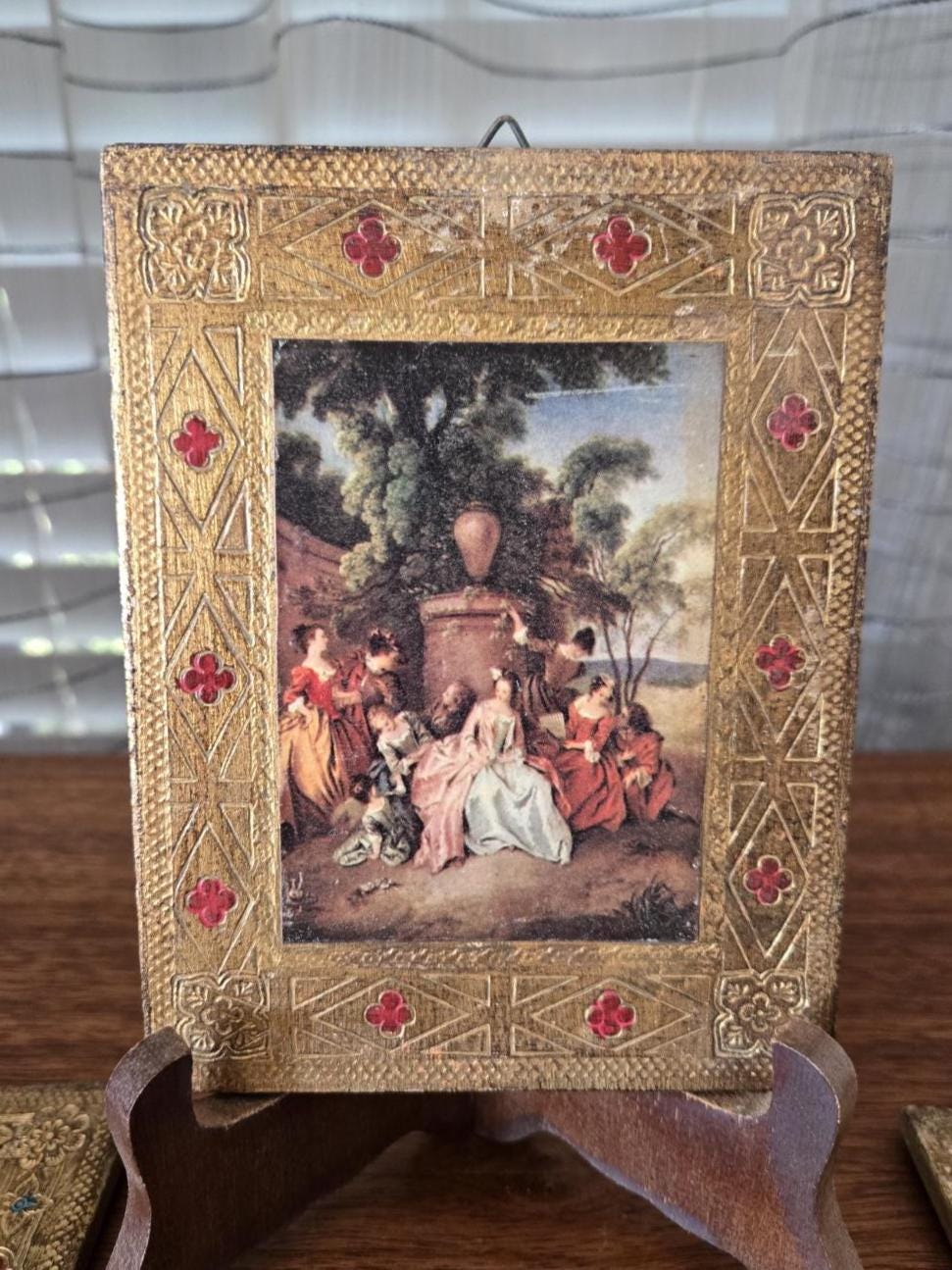 Italian Florentine Print Plaques Set of 4, Gesso Gilt on Wood Vintage ...