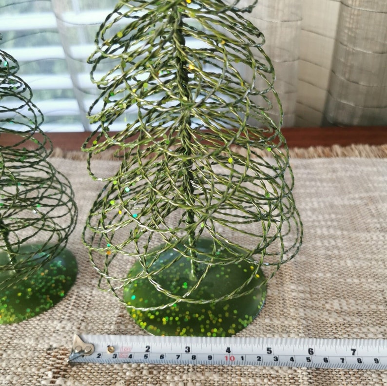 Wire Christmas Trees Set of 2 Vintage Green Spiral Coiled 15 and 12 Etsy