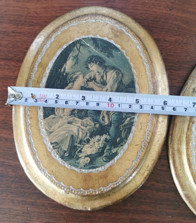 Italian Florentine Print Plaques Set of 2 Gesso Gilt on Wood Vintage ...