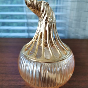 Peachy Gold Iridescent Glass Torch Topper Eden Aromatique, Vintage Catalytic Aromatherapy Diffuser, Air Purifying Lamp 6.75&quot;