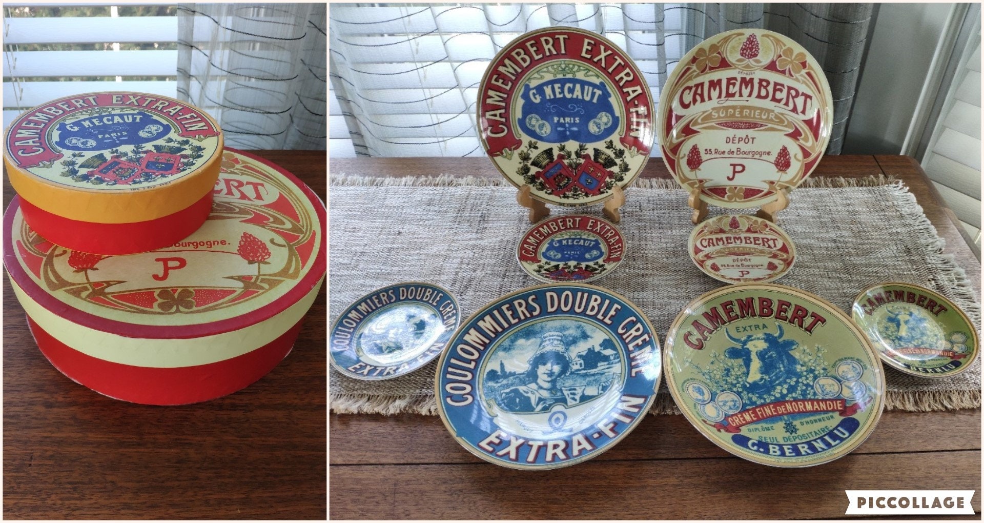 Bia Camembert Vintage Set of 8 Plates, 4x 8" Cheese Dishes and 4x 4" Chutney Fruits and Nuts Plates with Original Boxes