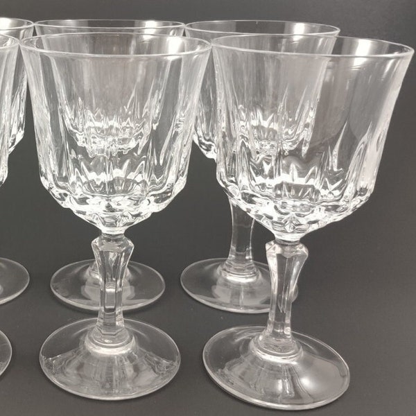 Cristal D'Arques Avignon Stem Glasses Set of 4 France Crystal Glasses, Vintage Wine Goblets 5 3/4"