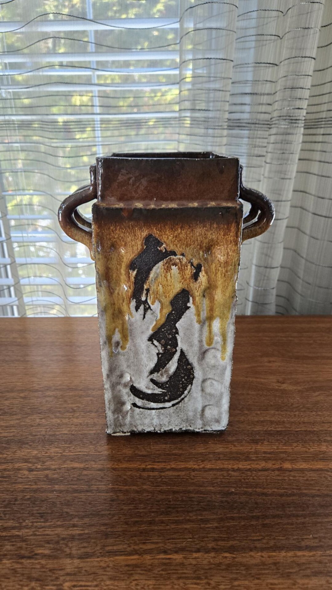 Brutalist Dimpled Drip Glaze Vase, Vintage Studio Art Pottery Vessel ...