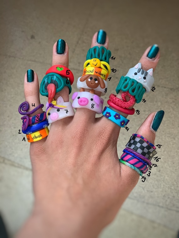 Ring, Mix Color Thin Polymer Clay Rings Fimo Brand Rings Mixed Sizes Female  Fashion Jewelry From Bead118, $34.49