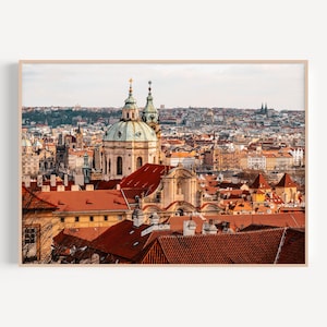 Póster de viaje a Praga - Impresión de arte de pared vintage - Regalo de viajero imprimible - Decoración de habitación digital República Checa - Vista del casco antiguo y el Puente de Carlos