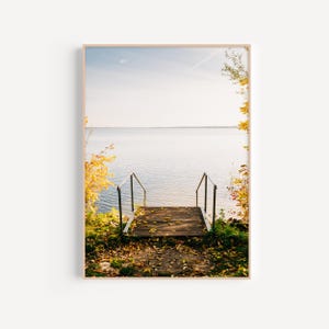Impresión digital de otoño: póster grande de otoño, fotografía de paisajes, arte mural de naturaleza, arte de lagos, decoración del hogar imprimible, descarga instantánea