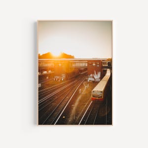 Berlin Poster, Urban City Photo, Golden Hour Print, Sunset Wall Art Print, German Metro/Subway Train, Digital Railway Station Artwork