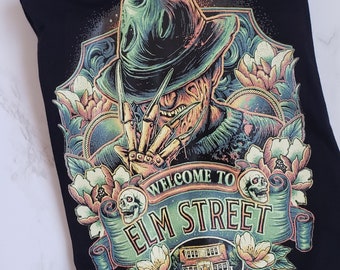 Unisex Halloween graphic tee I Freddy Krueger tee I Welcome to Elm Street I Halloween Horror Movie shirt I Spooky t-shirt I Halloween Shirt