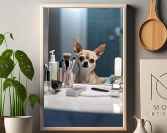 Funny Chihuahua Art - Toilet Humor, Fun Bathroom Decor, Bathtime Art, Chihuahua Dog Wall Art, Bathroom Poster, Chihuahua Gifts, Printable