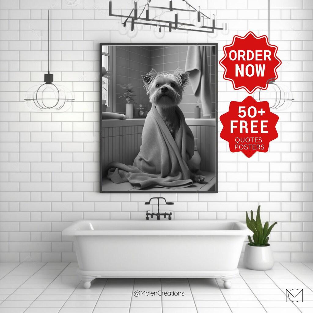BAYOGITA 2 Asciugamani Da Bagno Con Disegno Yorkie | 40,6 X 61 Cm | In Microfibra Morbida | Regalo Per Amanti Dei Cani E Decorazione Bagno