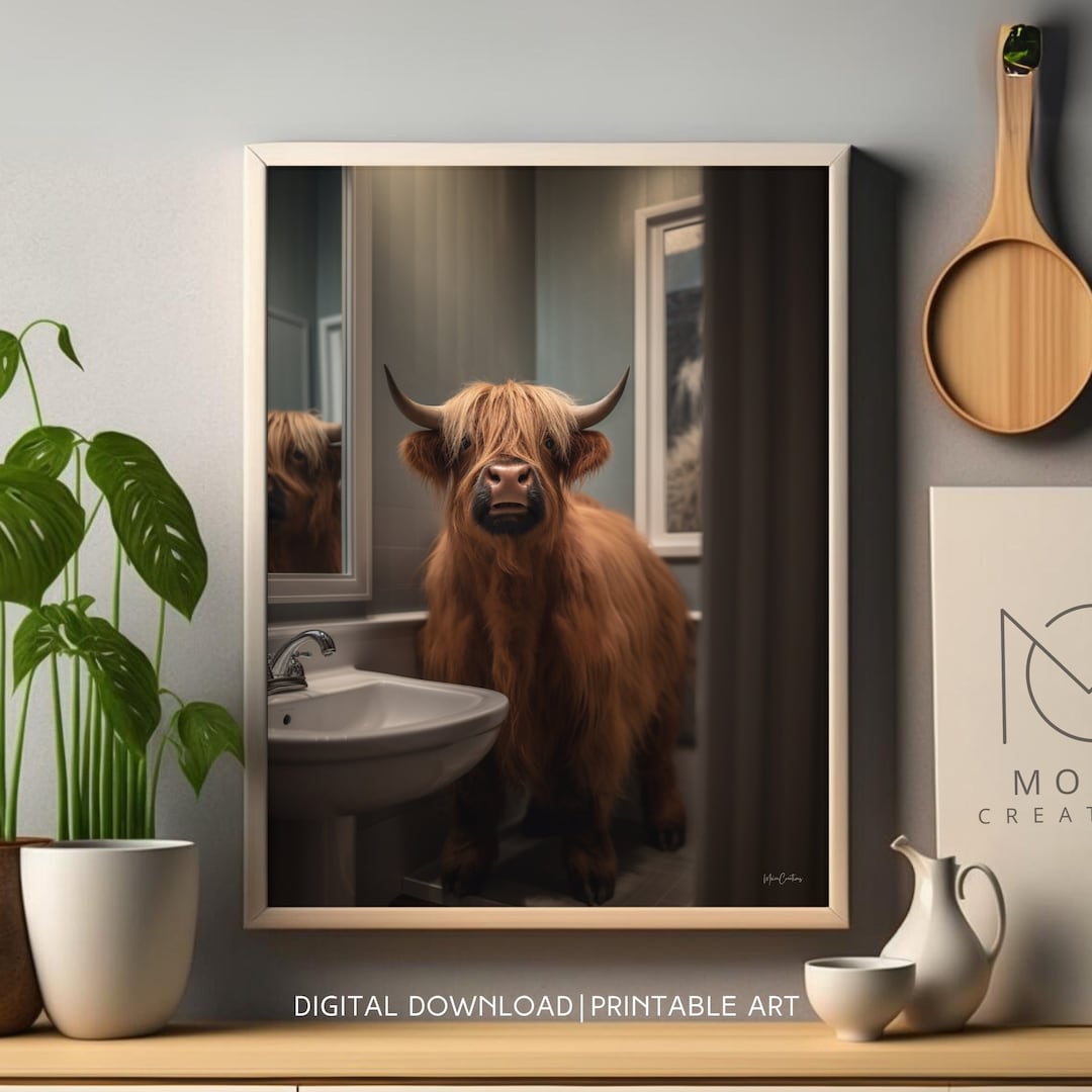 Spruce up Your Bathroom With a Vibrant Highland Cow Printable - Fun ...