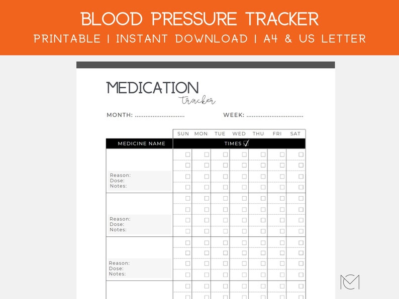 Medication Tracker Printable Medicine Tracker Medication Log Printable Medication Chart ...