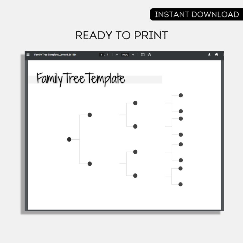 Family Tree Template Printable Family Tree Gift Pedigree - Etsy