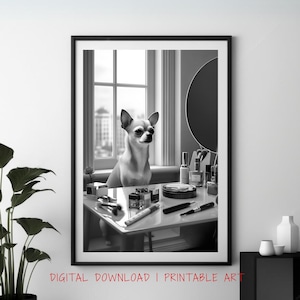 Playful Chihuahua Dog Art Print, Chihuahua Dog Wall Art, Chihuahua Gifts, Dog Printable, Dog Lover, Gift for her, Dog Art, Animal Decor