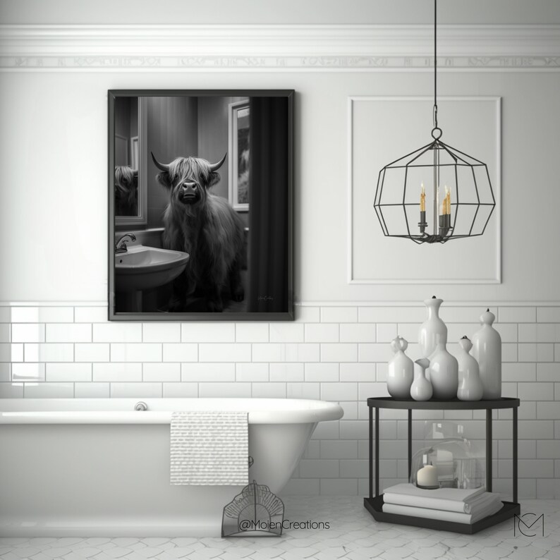 Highland Cow in the Bathroom. Fun Bathroom Decor. Animal - Etsy