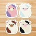 Cow Pack Squishmallow Inspired Stickers 