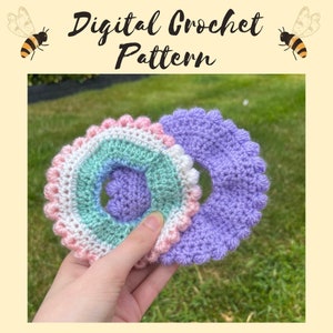 DIGITAL PATTERN ONLY- Scrunchie with Bobble Edging Crochet Pattern, uk Terms, Fun Accessory, Beginner Crochet Pattern, pdf Download