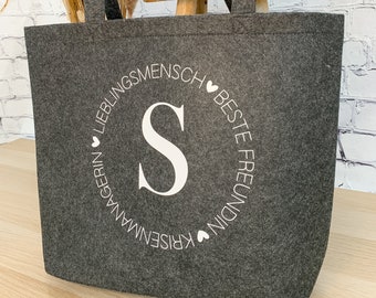 Filztasche personalisiert als Geschenkidee für die beste Freundin, Einkaufstasche mit Spruch, Geburtstagsgeschenk beste Freundin